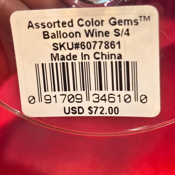 Lenox Assorted Color Gems. Balloon Wine Set of 4 glasses. Gorgeous!